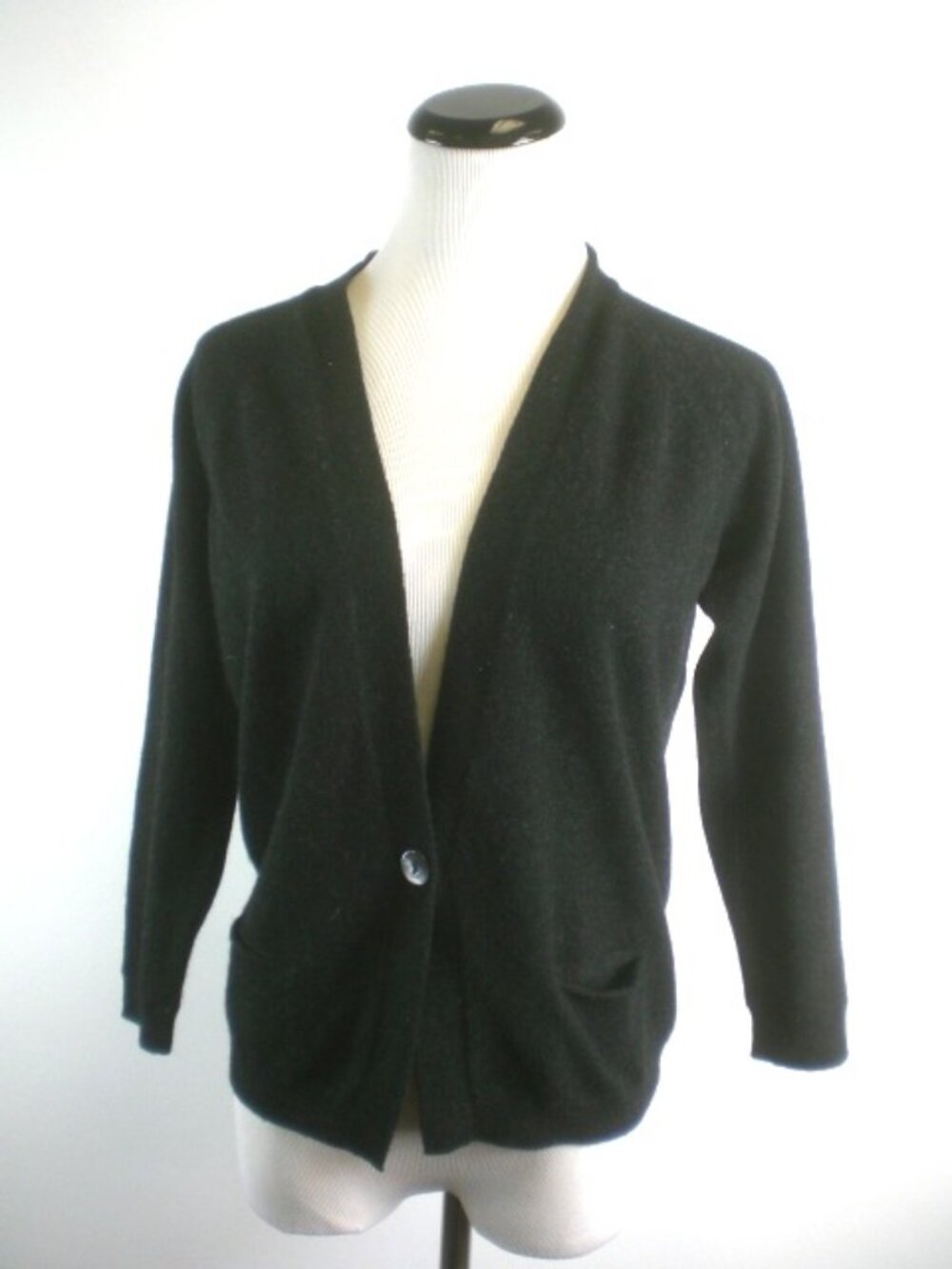 VINCE CHARCOAL BLACK CASHMERE BUTTON UP CARDIGAN S